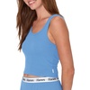 Hanes Women’s Originals Rib Crop Tank Top 2-Pack, Comfywear Stretch Cotton Cropped Top(Provence Blue/Pink Coral)