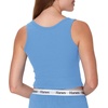 Hanes Women’s Originals Rib Crop Tank Top 2-Pack, Comfywear Stretch Cotton Cropped Top(Provence Blue/Pink Coral)