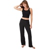 Hanes Women’s Originals SuperSoft Comfywear 2 Piece Crop Tank & Lounge Pants Loungewear Set(Black/Black)