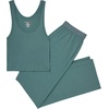 Hanes Women’s Originals SuperSoft Comfywear 2 Piece Crop Tank & Lounge Pants Loungewear Set(Faded Sage Green/Faded Sage Green)