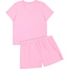 Hanes Women’s Pajama Set, Sleepwear V-Neck Tee & Sleep Shorts Loungewear(Spirited Pink)