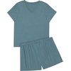 Hanes Women’s Pajama Set, Sleepwear V-Neck Tee & Sleep Shorts Loungewear(Stargazer Grey)
