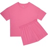 Hanes Women’s Pajamas Set, Comfywear Pajamas for Women Set, Originals SupertSoft Loungewear, T-Shirt & Sleep Shorts(Parrot Pink)