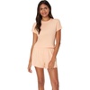 Hanes Women’s Originals 2-piece Lounge Set, Supersoft Cropped Baby Doll Tee & Sleep Shorts Loungewear Set(Mellow Peach/Mellow Peach)
