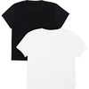 Hanes Women’s Originals Baby Doll Tee, 2-Pack, Comfywear Supersoft Rib T-Shirt, Loungewear Pack(Black/Pearl)