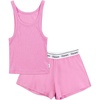 Hanes Women’s Originals Comfywear Rib Crop Tank and Sleep Shorts, 2-Piece Set(Strawberry Pink/Strawberry Pink)