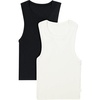 Hanes Women’s Originals Racerback Crop Tank, 2-Pack, Comfywear Supersoft Rib Cropped Tank Top Loungewear Pack(Black/Pearl)