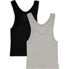 Hanes Women’s Originals Rib Crop Tank Top 2-Pack, Comfywear Stretch Cotton Cropped Top(Heather Grey Marle/Black)