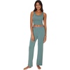 Hanes Women’s Originals SuperSoft Comfywear 2 Piece Crop Tank & Lounge Pants Loungewear Set(Faded Sage Green/Faded Sage Green)