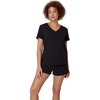 Hanes Women’s Pajama Set, Sleepwear V-Neck Tee & Sleep Shorts Loungewear(Black)