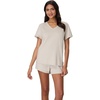 Hanes Women’s Pajama Set, Sleepwear V-Neck Tee & Sleep Shorts Loungewear(Cocoa Butter)