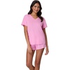 Hanes Women’s Pajama Set, Sleepwear V-Neck Tee & Sleep Shorts Loungewear(Spirited Pink)