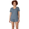 Hanes Women’s Pajama Set, Sleepwear V-Neck Tee & Sleep Shorts Loungewear(Stargazer Grey)