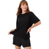Hanes Women’s Pajamas Set, Comfywear Pajamas for Women Set, Originals SupertSoft Loungewear, T-Shirt & Sleep Shorts(Black)