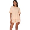 Hanes Women’s Pajamas Set, Comfywear Pajamas for Women Set, Originals SupertSoft Loungewear, T-Shirt & Sleep Shorts(Mellow Peach)