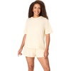 Hanes Women’s Pajamas Set, Comfywear Pajamas for Women Set, Originals SupertSoft Loungewear, T-Shirt & Sleep Shorts(Moon Mist Yellow)