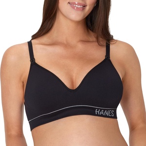 Hanes Women’s Maternity Nursing Bra, Seamless Wireless Nursing Bralette for Women, Adjustable Straps(Black)