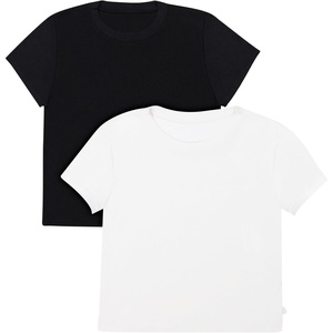 Hanes Women’s Originals Baby Doll Tee, 2-Pack, Comfywear Supersoft Rib T-Shirt, Loungewear Pack(Black/Pearl)