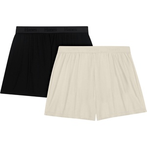 Hanes Women’s Originals Pajama Shorts Pack, 2-Pack, Comfywear Pajamas for Women Set, Loungewear Clothing, Sleep Shorts(Black/Cocoa Butter)