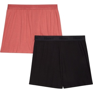 Hanes Women’s Originals Pajama Shorts Pack, 2-Pack, Comfywear Pajamas for Women Set, Loungewear Clothing, Sleep Shorts(Black/Natural Cedar)
