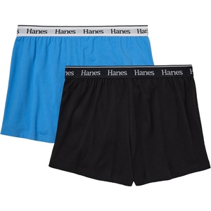 Hanes Womens Originals Pajama Shorts Pack, 2-Pack, Comfywear Pajamas for Women Set, Loungewear Clothing, Sleep Shorts(Provence Blue/Black)