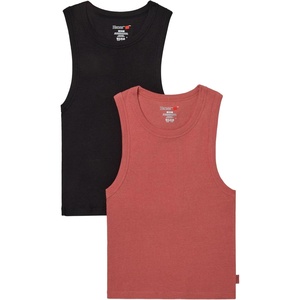 Hanes Women’s Originals Racerback Crop Tank, 2-Pack, Comfywear Supersoft Rib Cropped Tank Top Loungewear Pack(Black/Natural Cedar)