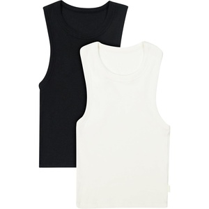 Hanes Women’s Originals Racerback Crop Tank, 2-Pack, Comfywear Supersoft Rib Cropped Tank Top Loungewear Pack(Black/Pearl)
