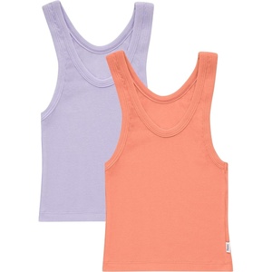 Hanes Women’s Originals Rib Crop Tank Top 2-Pack, Comfywear Stretch Cotton Cropped Top(Cameo Stone Pink/Vega Violet)