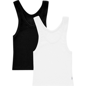 Hanes Women’s Originals Rib Crop Tank Top 2-Pack, Comfywear Stretch Cotton Cropped Top(White/Black)