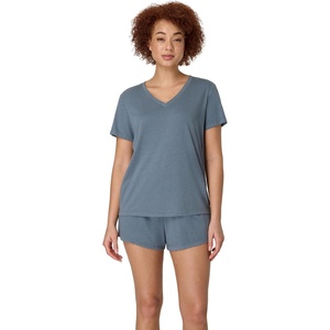 Hanes Women’s Pajama Set, Sleepwear V-Neck Tee & Sleep Shorts Loungewear(Stargazer Grey)