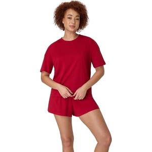 Hanes Women’s Pajamas Set, Comfywear Pajamas for Women Set, Originals SupertSoft Loungewear, T-Shirt & Sleep Shorts(Rosey Red)