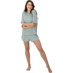 Hanes Women’s Pajamas Set, Comfywear Pajamas for Women Set, Originals SupertSoft Loungewear, T-Shirt & Sleep Shorts(Soft Celadon)