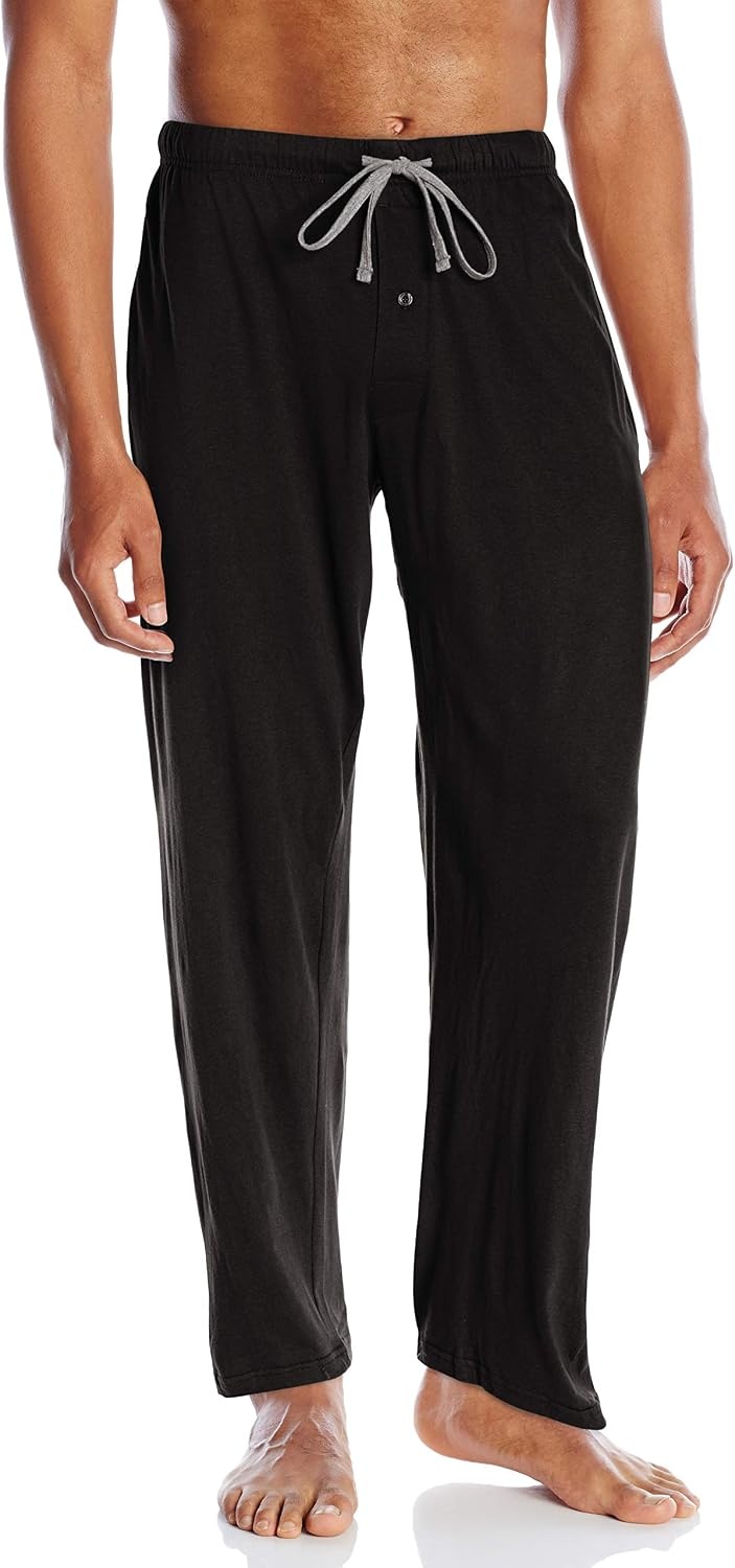 image:imageHanes Mens Solid Knit Sleep Pant With Pockets and DrawstringBlack