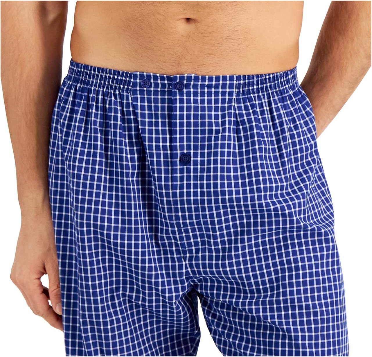image:imageHanes Mens Woven PlainWeave Pajama SetBlue Checkered
