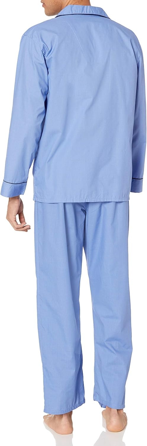 image:imageHanes Mens Woven PlainWeave Pajama SetBlue Solid