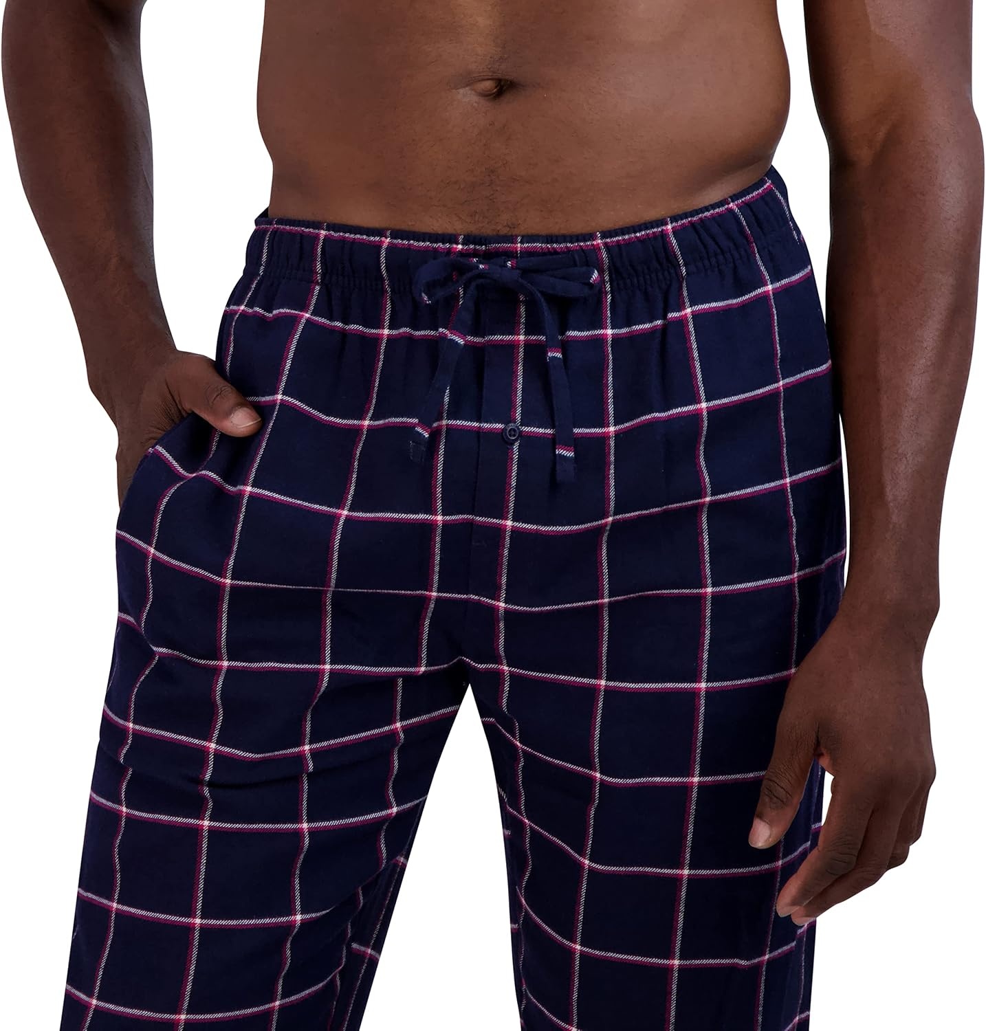 image:imageHanes Ultimate Mens Flannel Pajama Pants Plaid Cotton Loungewear Pj Bottoms with Pockets Extended SizesNavy Plaid