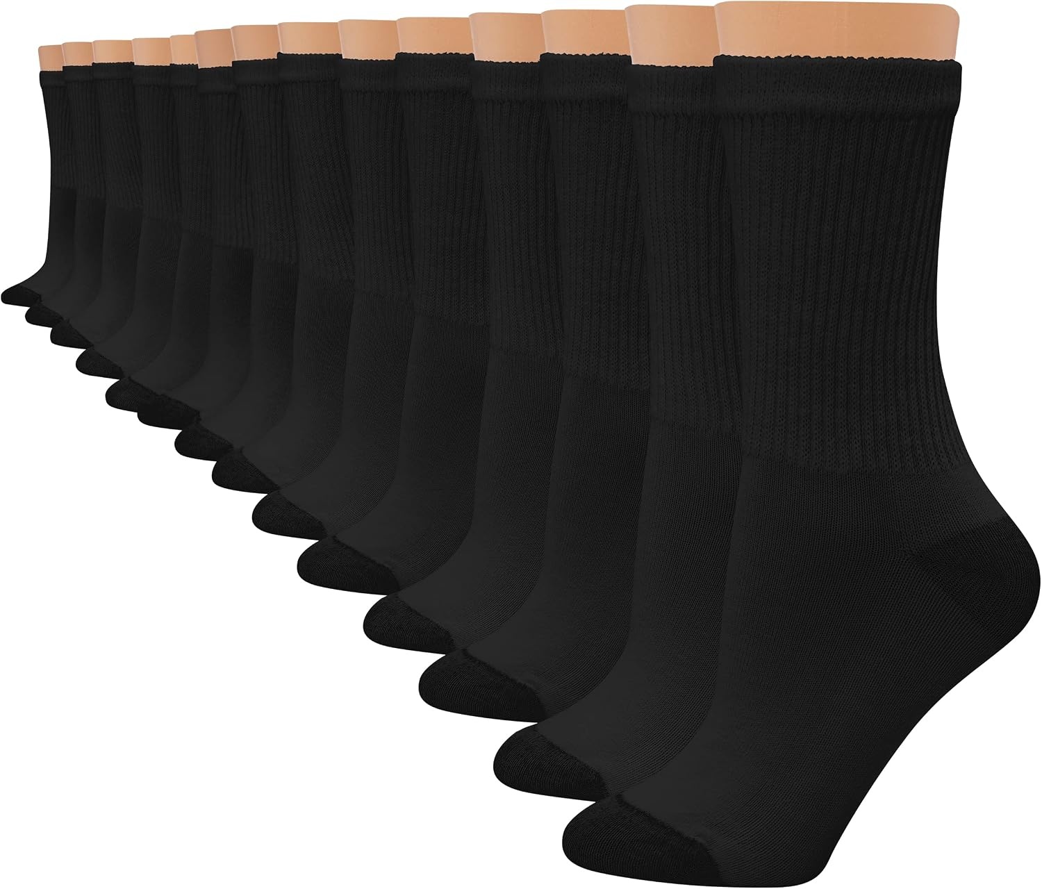 image:imageHanes Womens Crew Ankle and NoShow MoistureWicking Cushioned Athletic Socks 14 PackBlack