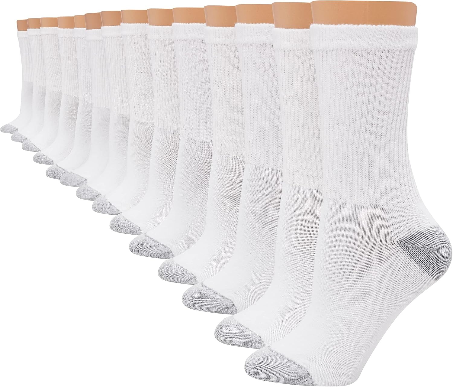 image:imageHanes Womens Crew Ankle and NoShow MoistureWicking Cushioned Athletic Socks 14 PackWhite