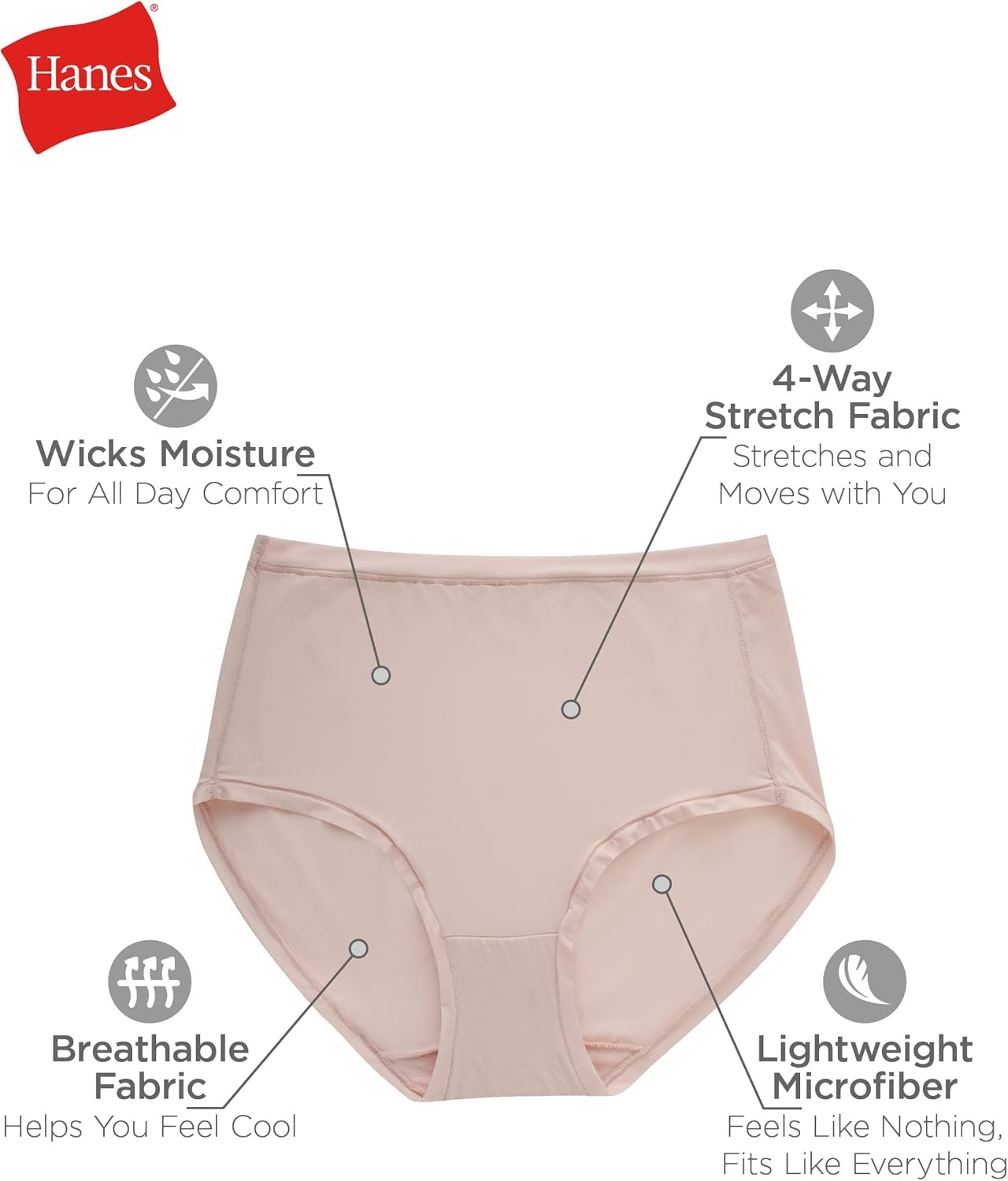 image:imageHanes Womens Microfiber Stretch Underwear Pack Comfort Flex Fit Brief Bikini or Thong Panties 6PackAssorted Modern Brief