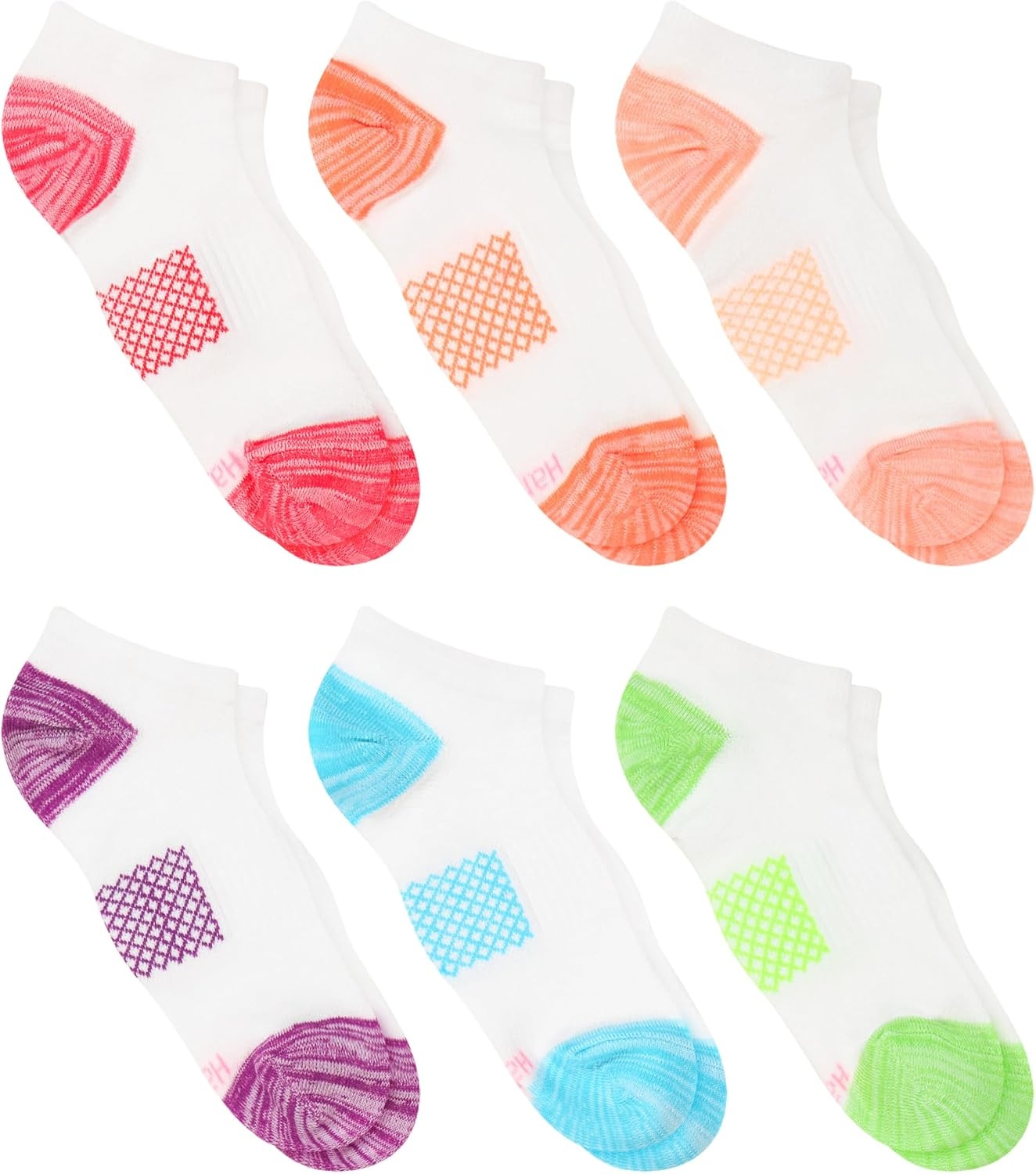 image:imageHanes Womens Socks Lightweight Breathable Socks No Show and Super No Show 6PackWhite With Color Pops