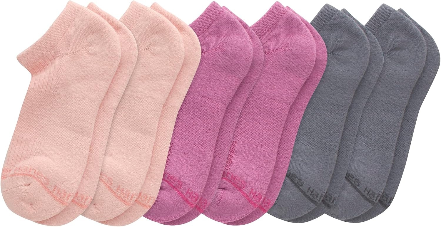image:imageHanes Womens Socks Pack Supersoft Mid Crew and Noshow Socks for Women 6 PackPink