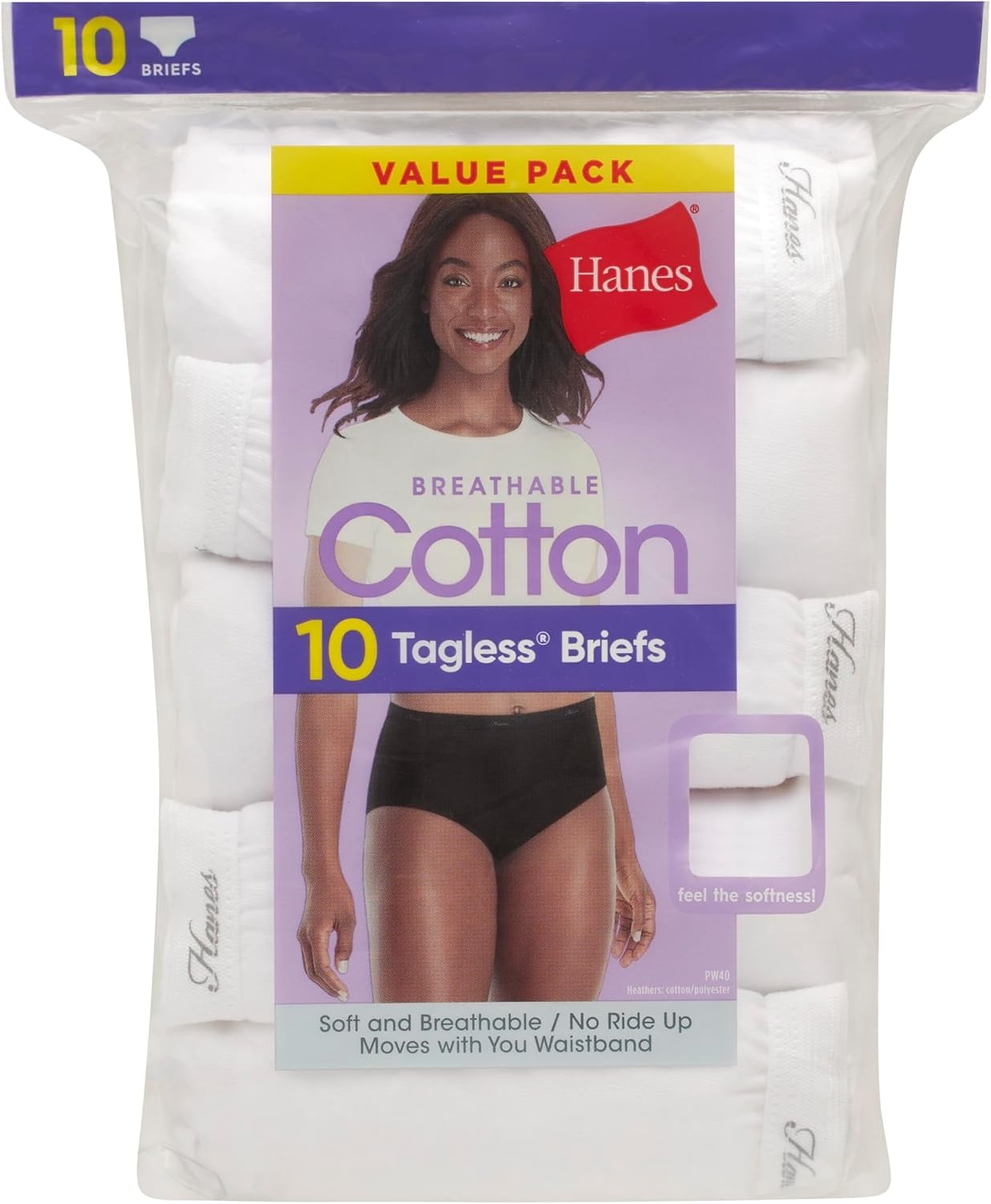 image:imageHanes Womens Underwear Pack 10Pack FullCoverage Cotton Blend Panties MoistureWicking Underwear for WomenAll White