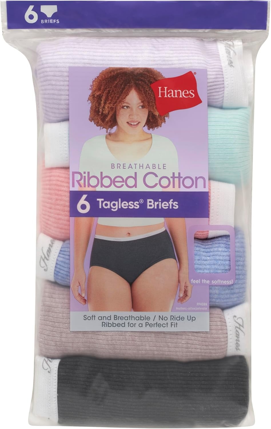 image:imageHanes womens HiCut Panties Pack Lightweight Cotton HiCuts 6Pack Retired Colors May VaryAssorted Ribbed Heathers Brief