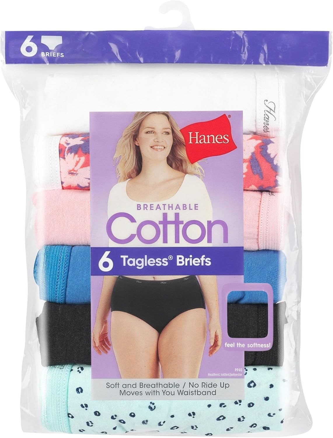 image:imageHanes womens HiCut Panties Pack Lightweight Cotton HiCuts 6Pack Retired Colors May VaryAssorted SolidsPrintsHeathers Brief