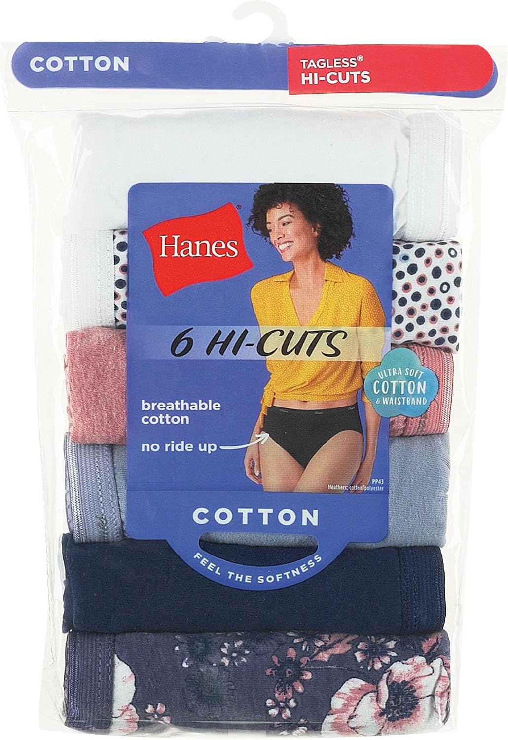 image:imageHanes womens HiCut Panties Pack Lightweight Cotton HiCuts 6Pack Retired Colors May VaryAssorted SolidsPrintsHeathers Hicut