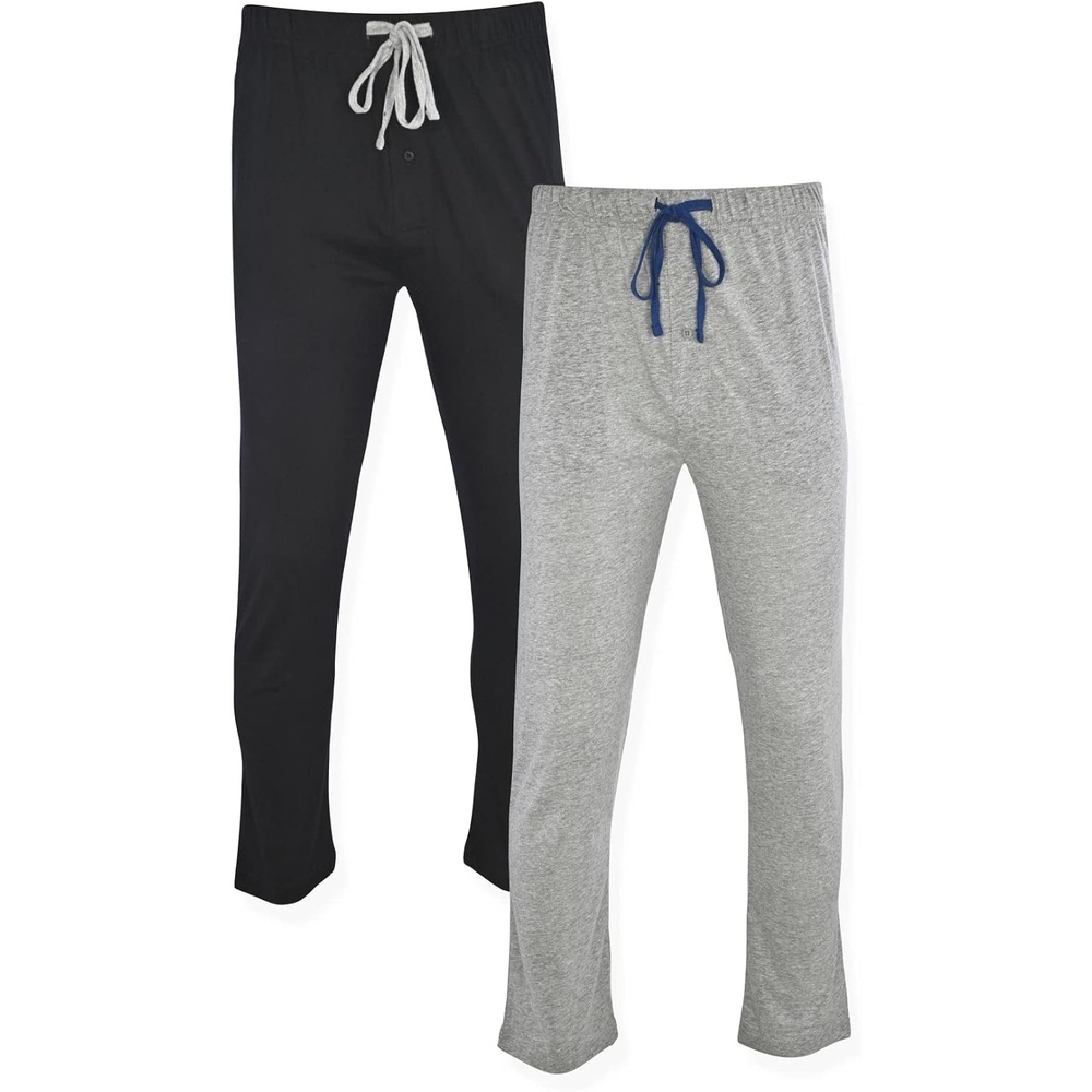 image:imageHanes Mens Solid Knit Sleep Pant With Pockets and DrawstringBlackActive Grey