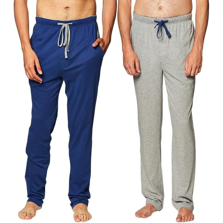 image:imageHanes Mens Solid Knit Sleep Pant With Pockets and DrawstringBlueActive Grey