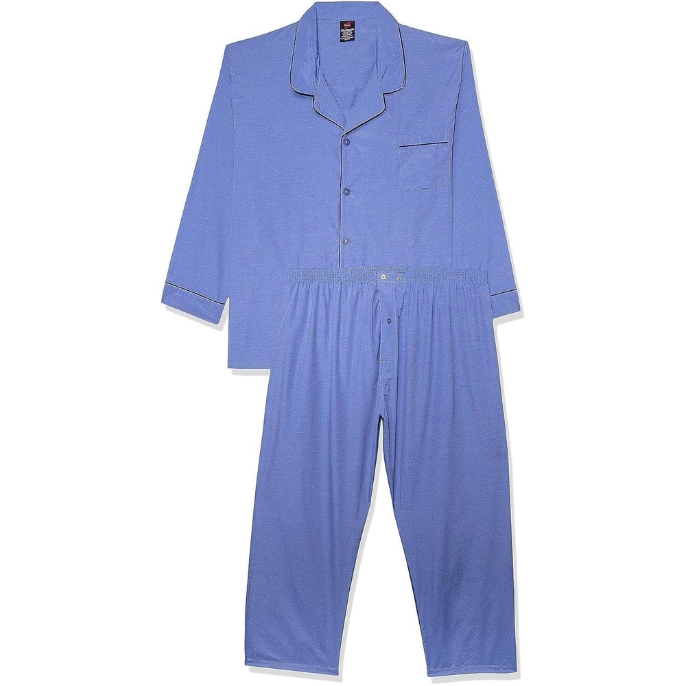 image:imageHanes Mens Woven PlainWeave Pajama SetBlue