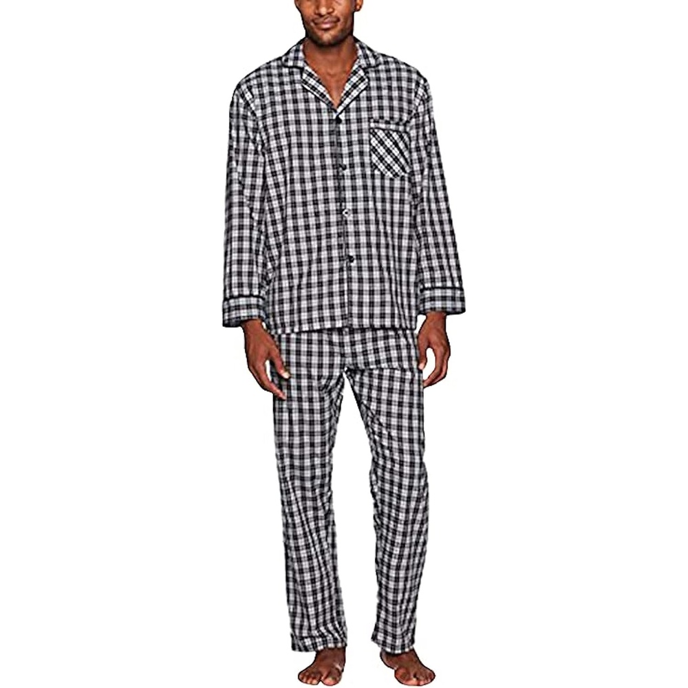 image:imageHanes Mens Woven PlainWeave Pajama SetGrey