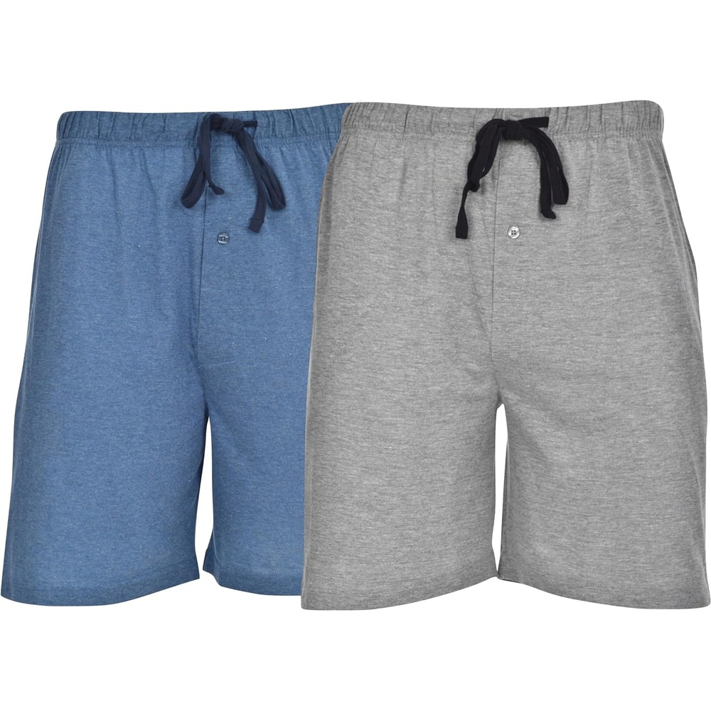 image:imageHanes Mens Woven ShortGrey HeatherChambrey Blue